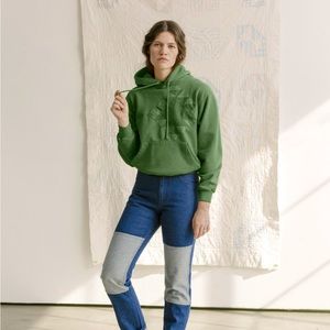 CARLEEN - QUILT PATCH HOODIE - Green overdye